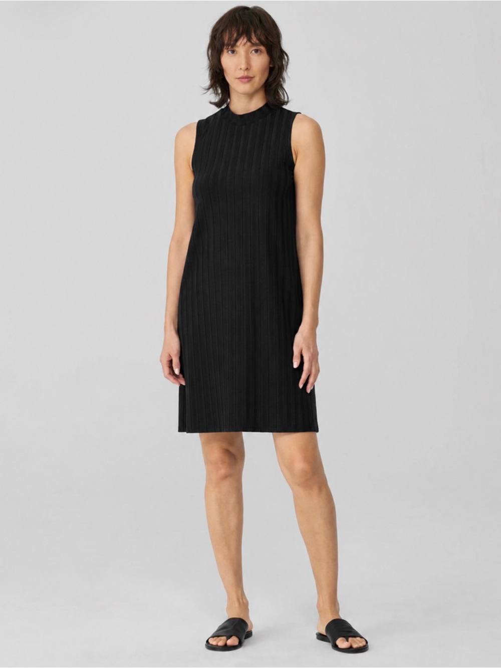Eileen Fisher 2X Wide Rib Tencel Black Dress